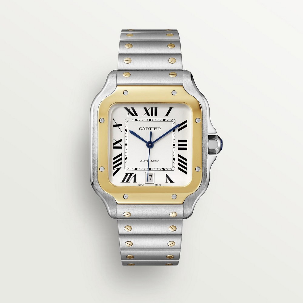 Đồng Hồ Cartier Santos De Cartier Large Watch Nam Xám Vàng